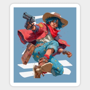 Blue-Haired Anime Gunslinger Magnet